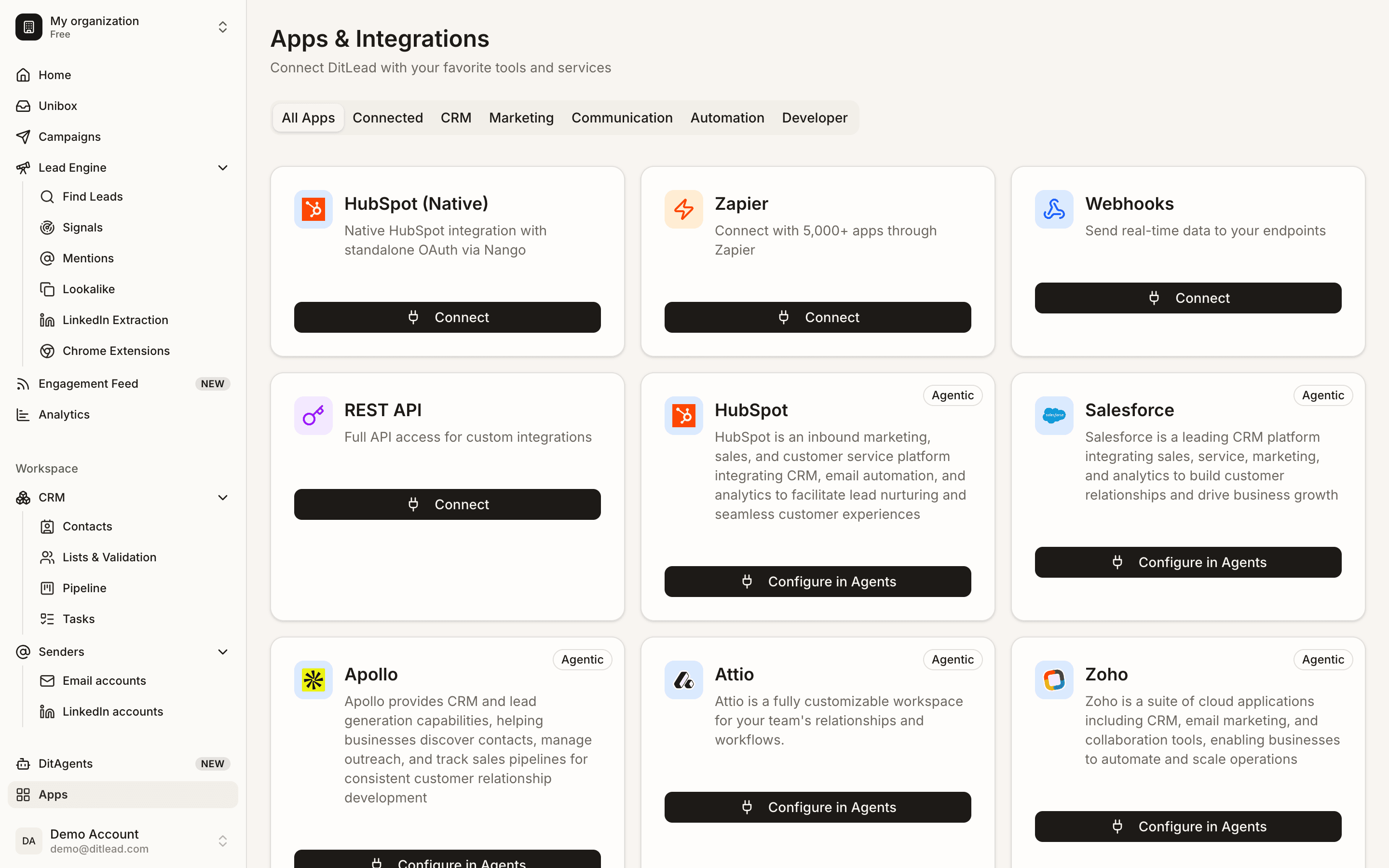 Connect Pipedrive: Apps, integrations, API, and webhooks starting screen
