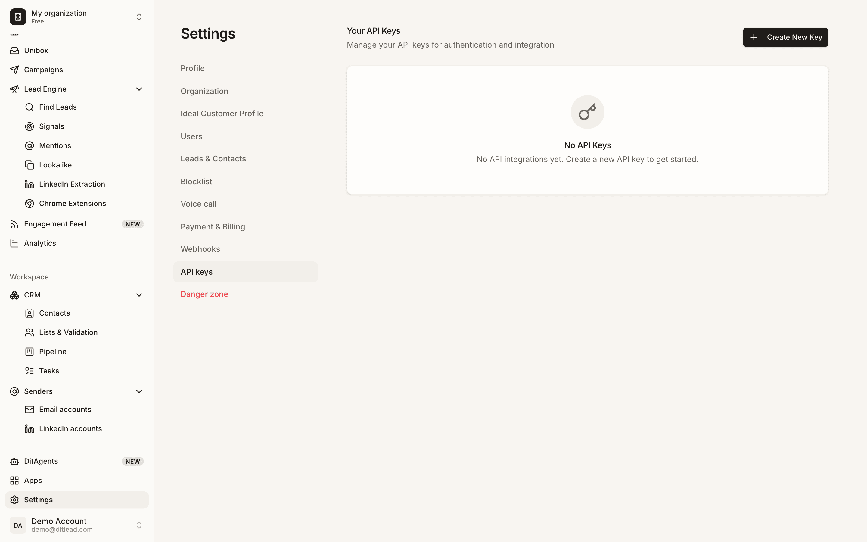 Create API keys: API key management