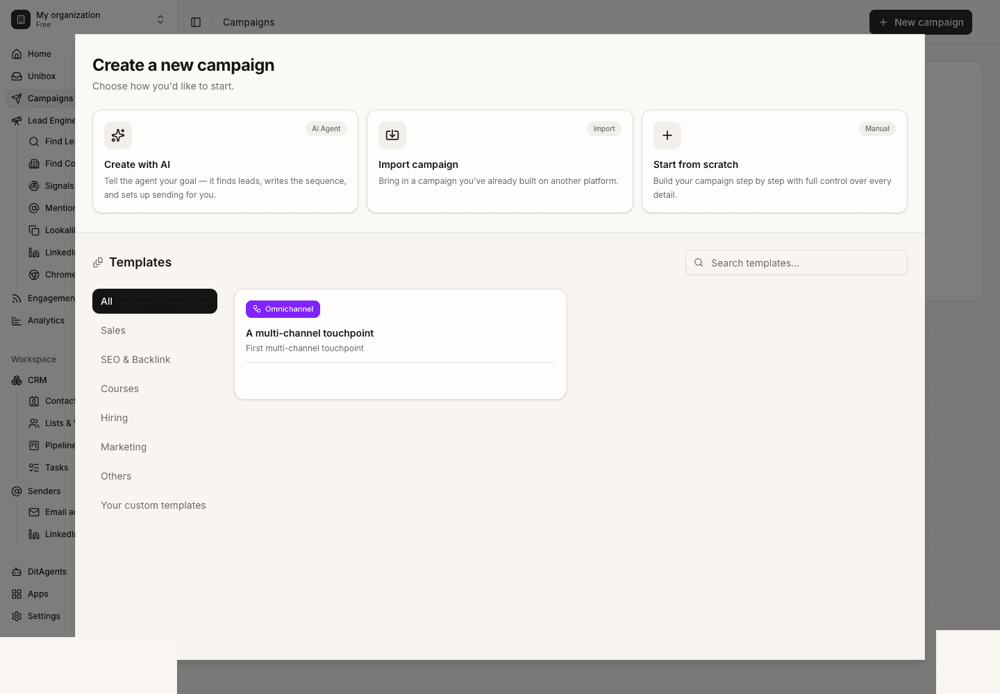 Create a campaign from scratch: Campaign setup audience step