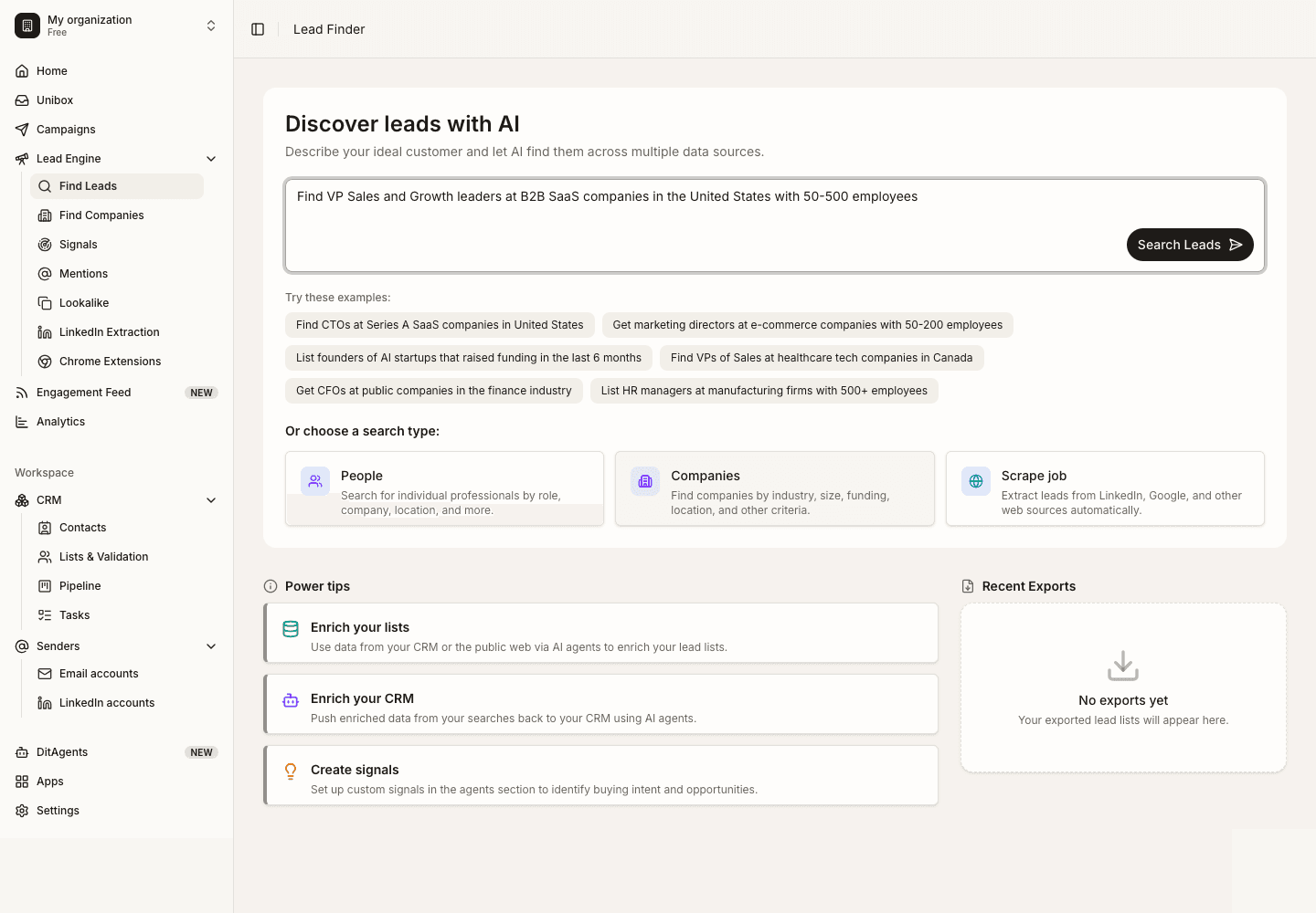 Discover leads with AI: AI prompt with audience details