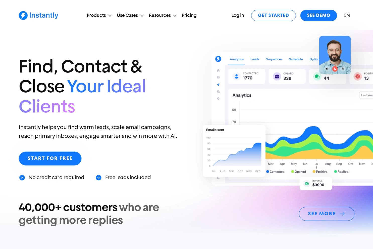 Instantly homepage