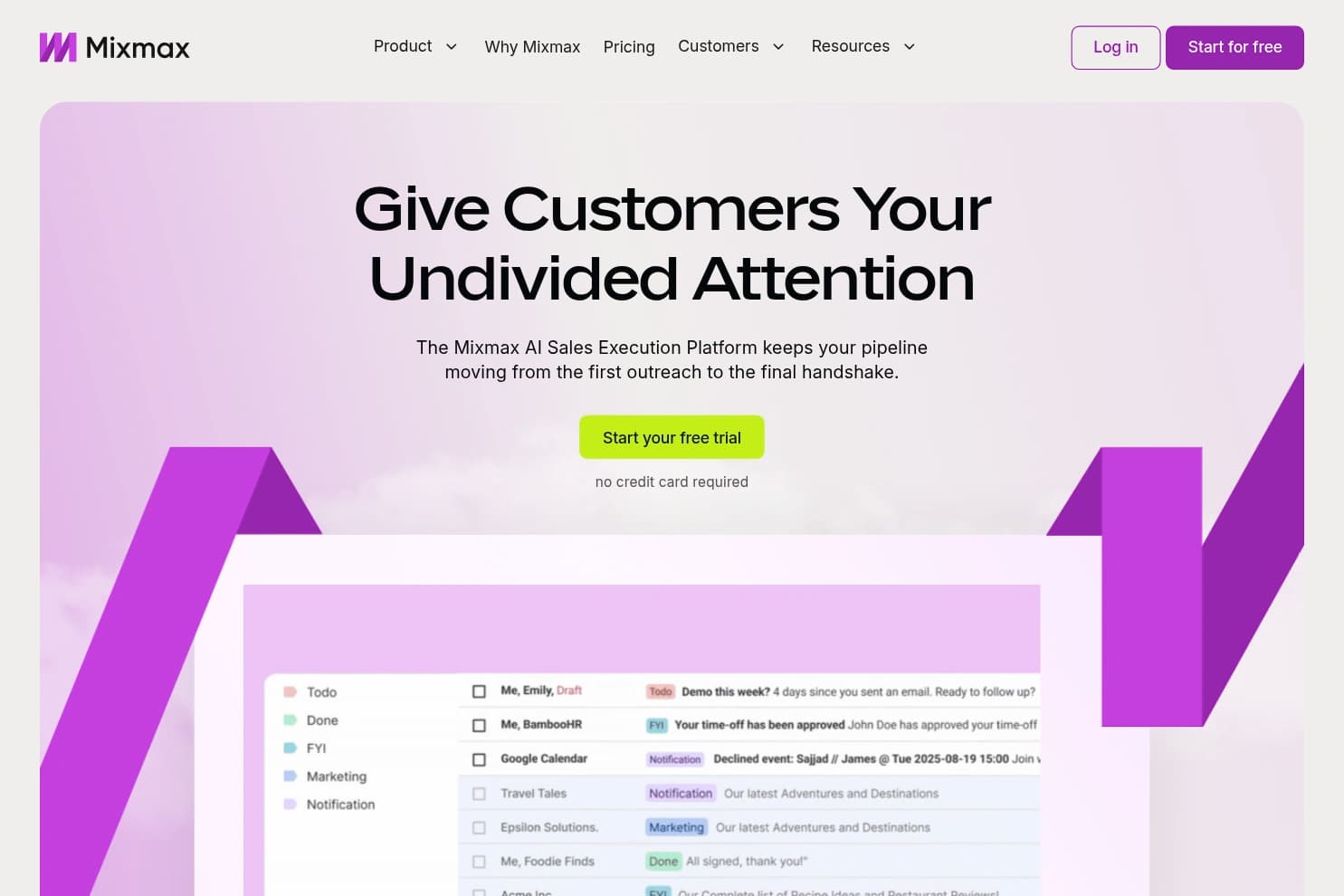 Mixmax homepage