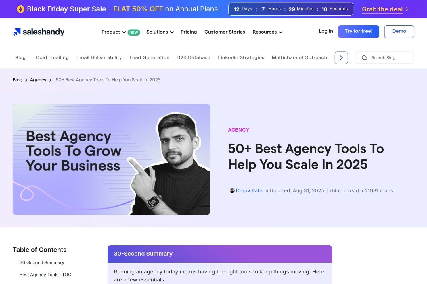 Saleshandy homepage