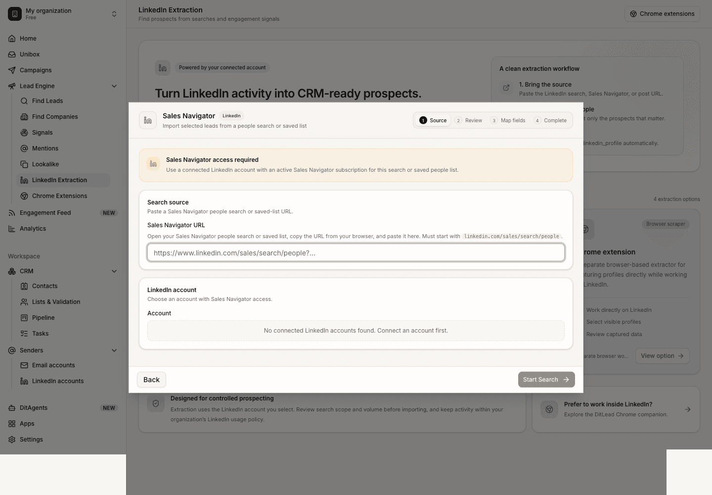 Scrape a Sales Navigator search: Sales Navigator source URL