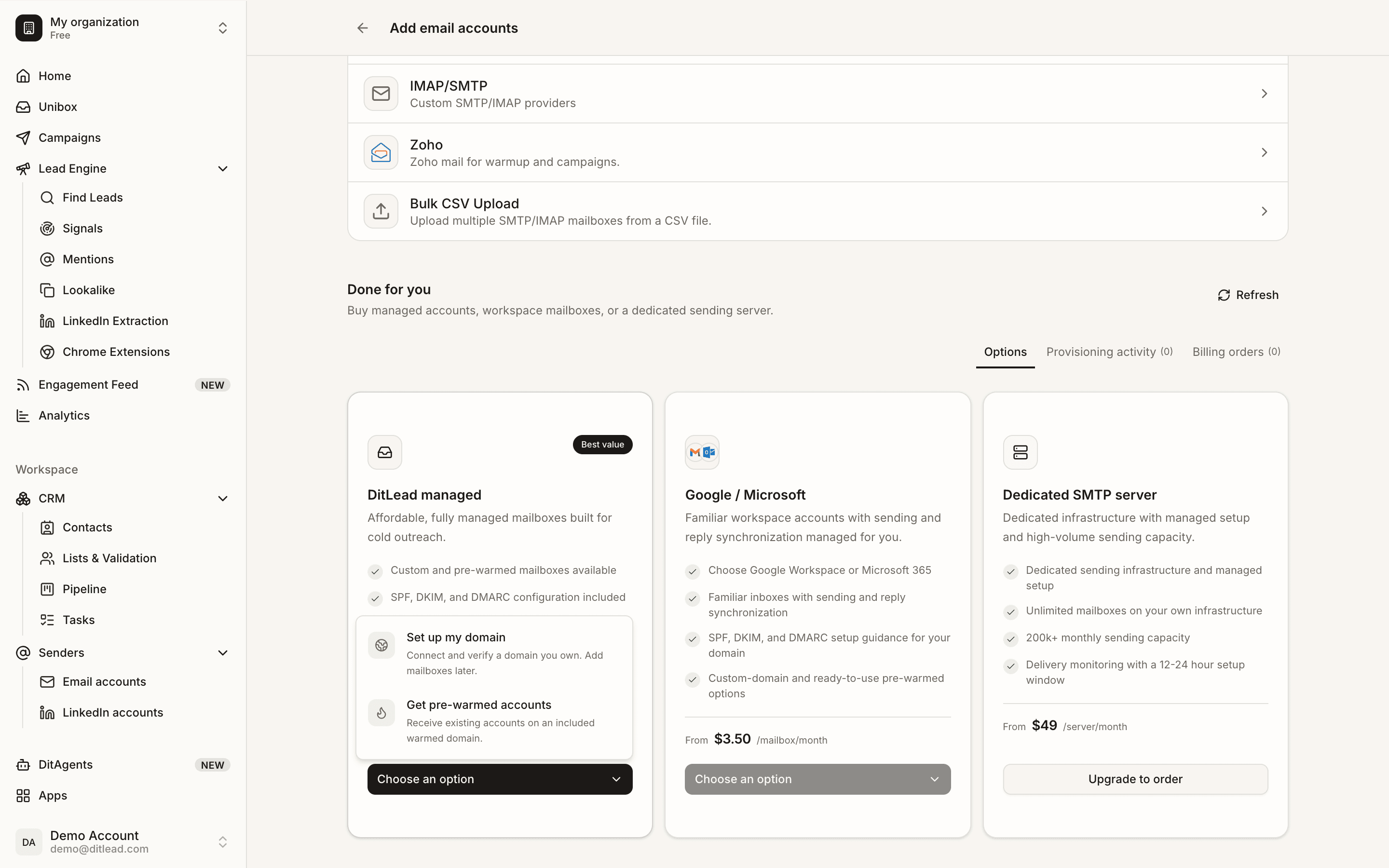 How pre-warmed email accounts work: Domains