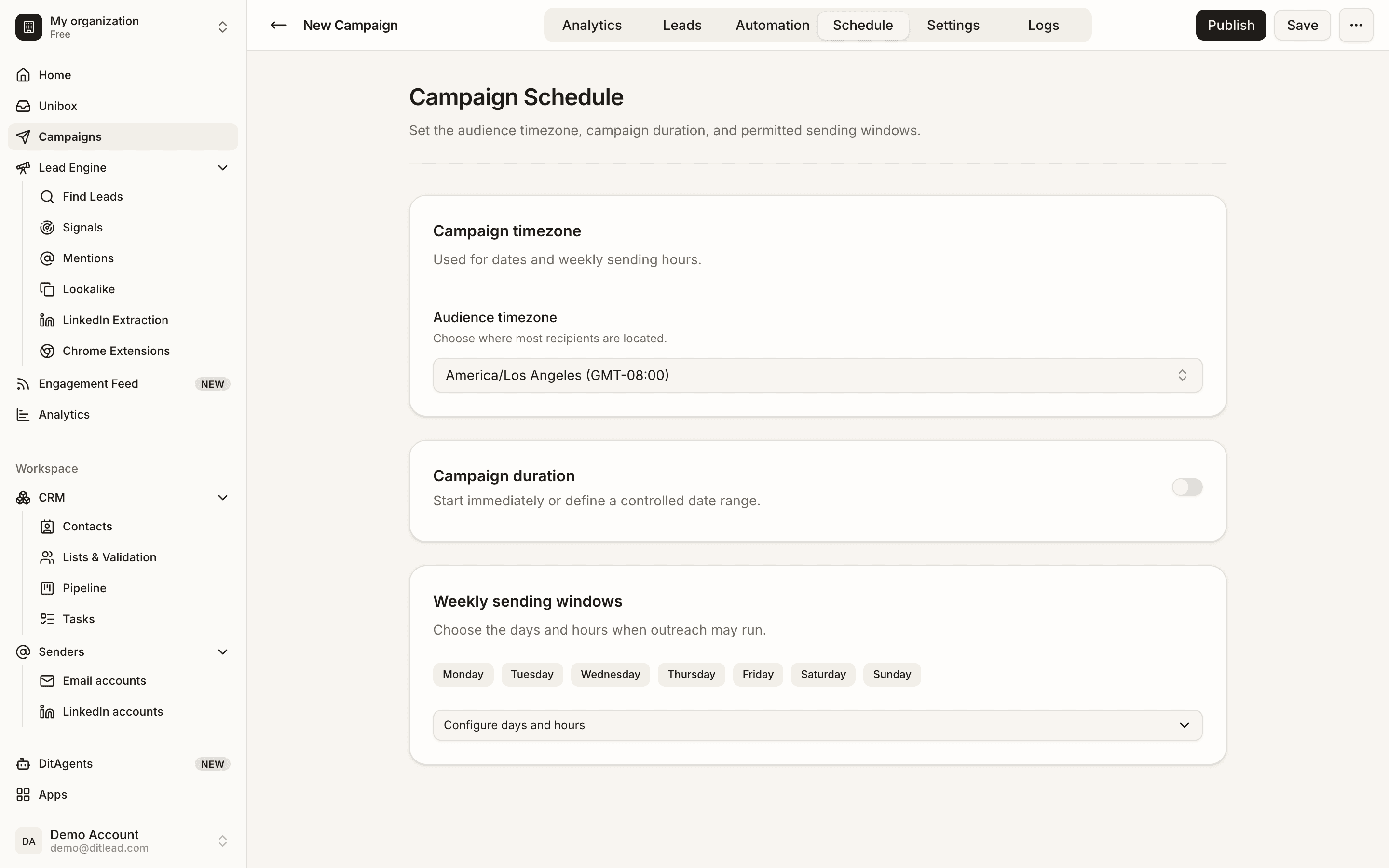 Why is my campaign not sending?: Schedule and limits