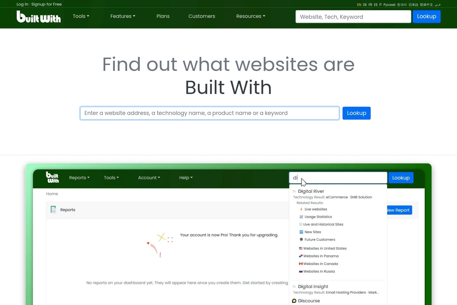 BuiltWith homepage
