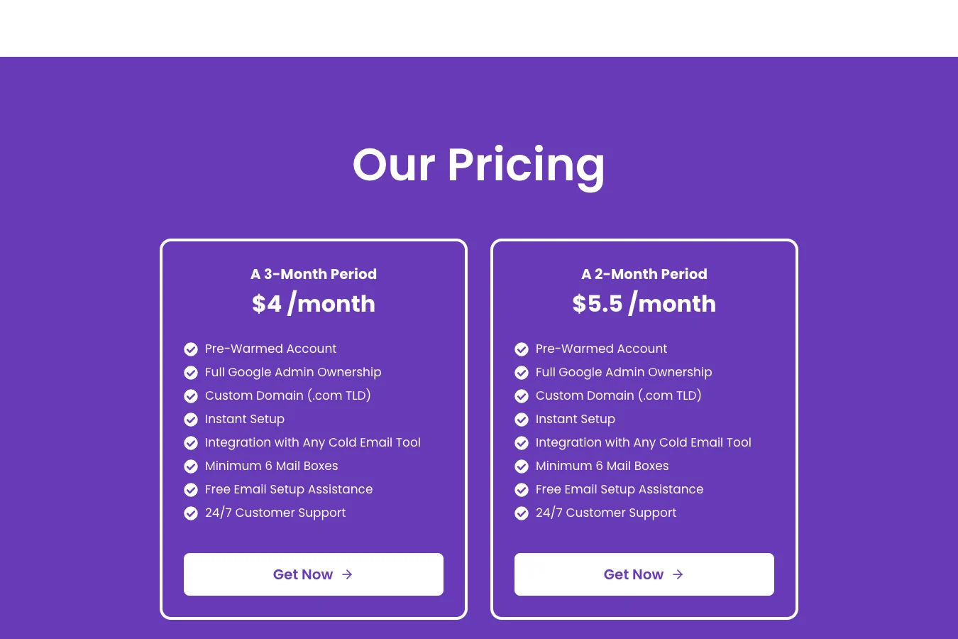 EmailAstra pricing page EmailAstra pricing page — plans and prices