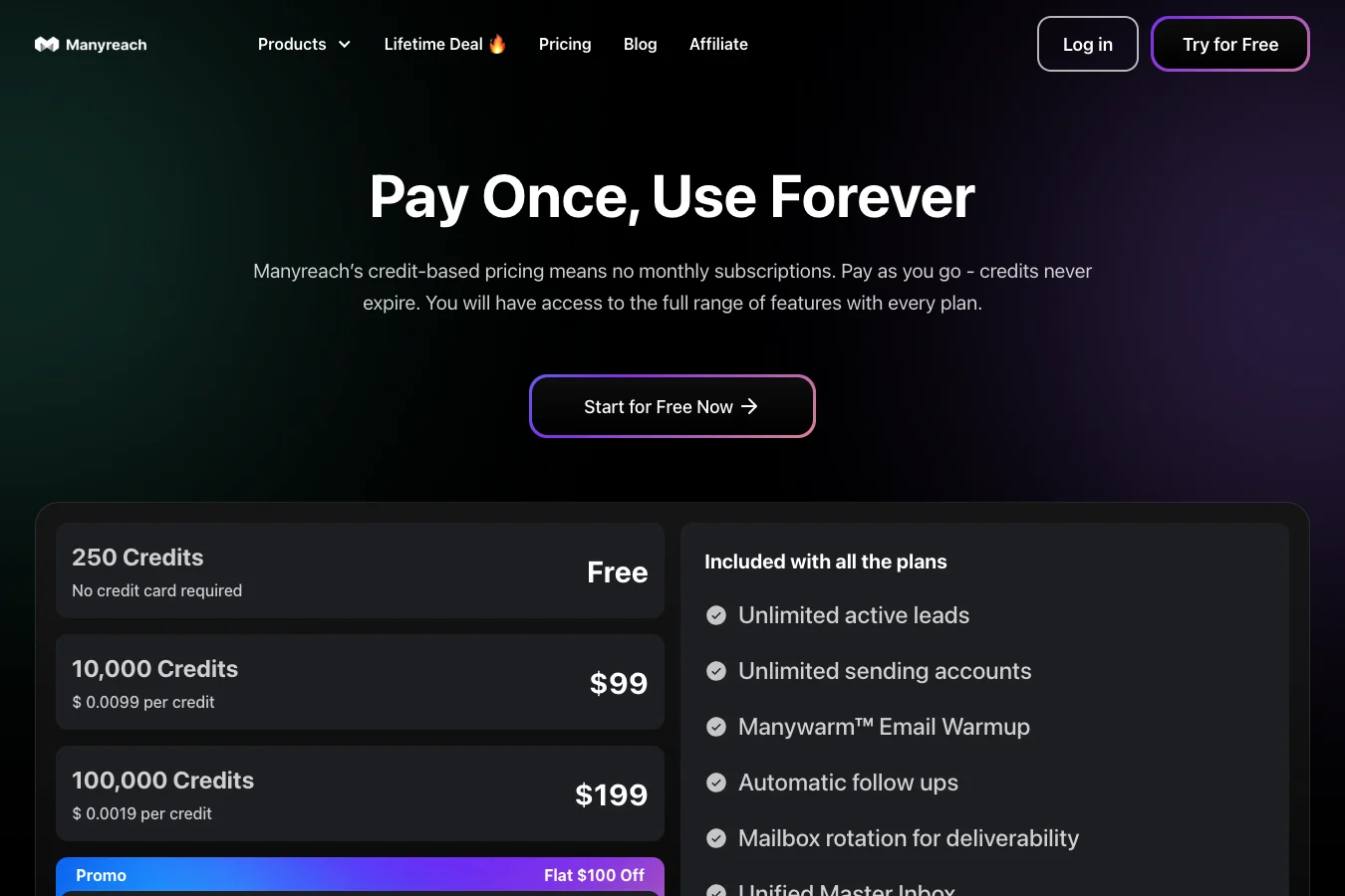 Manyreach pricing page Manyreach pricing page — plans and prices